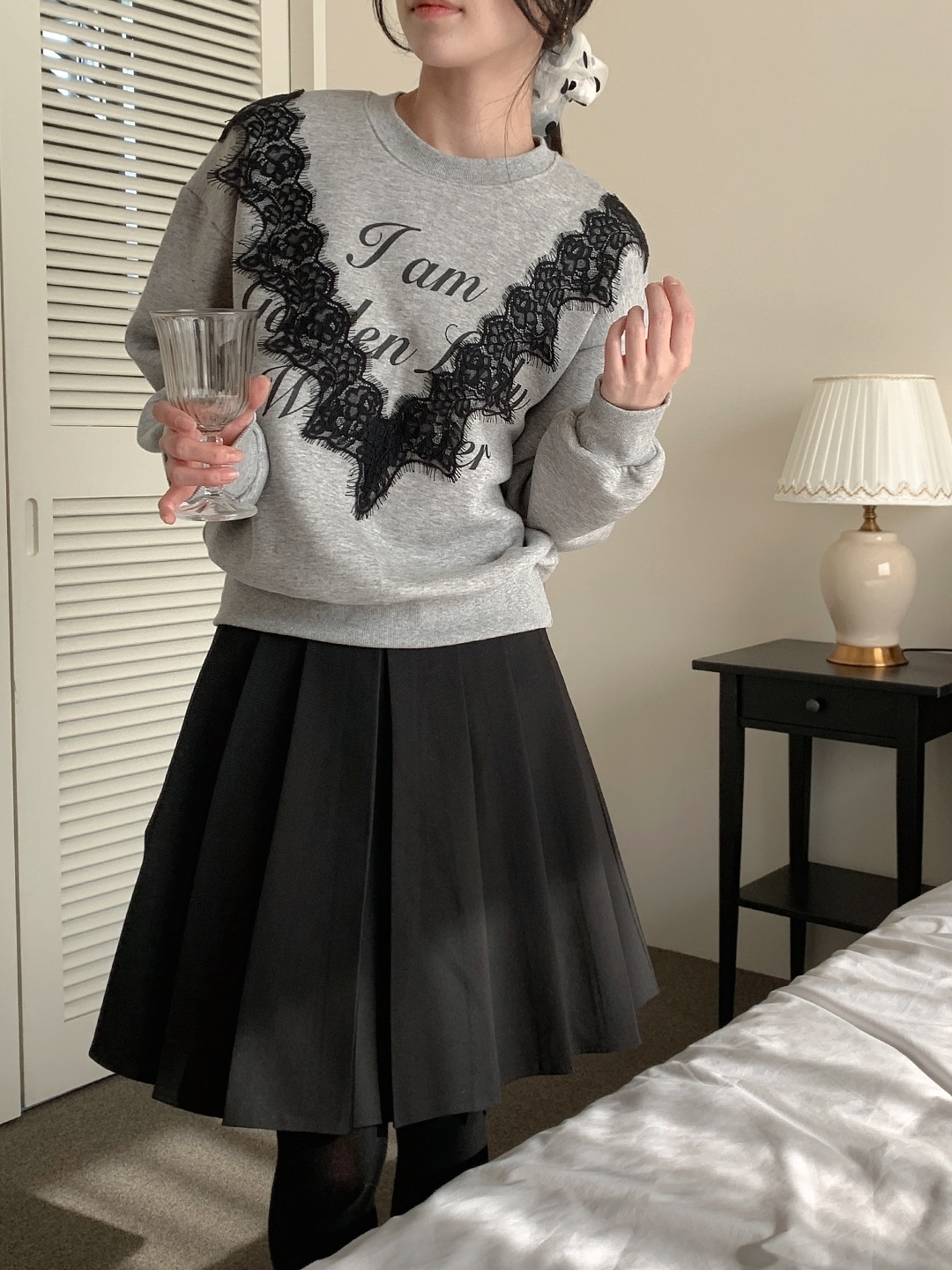 ラウンドネックプリントレーススウェット | 詳細画像3