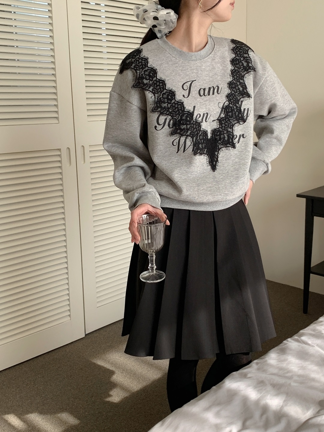 ラウンドネックプリントレーススウェット | 詳細画像4