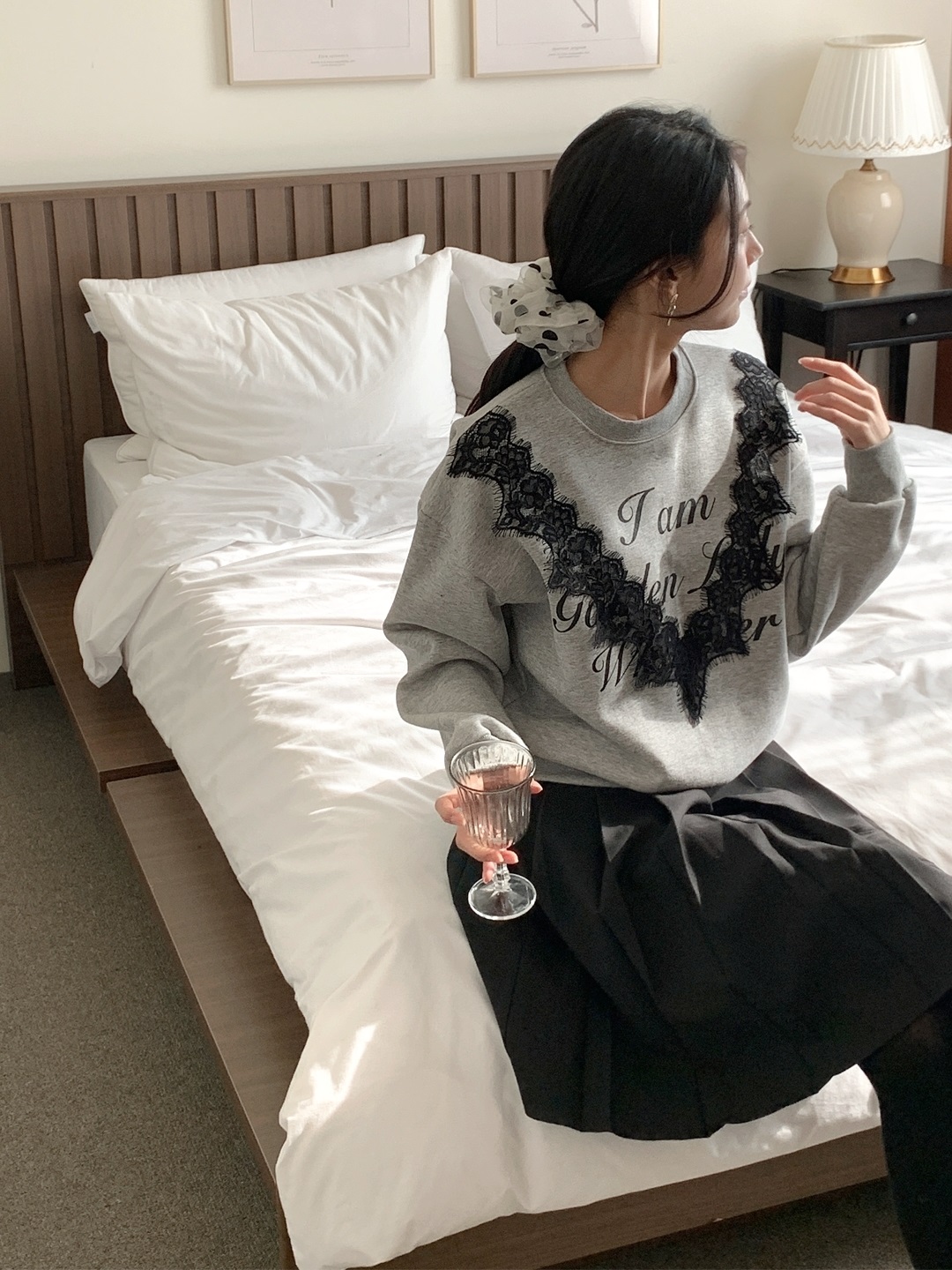 ラウンドネックプリントレーススウェット | 詳細画像5