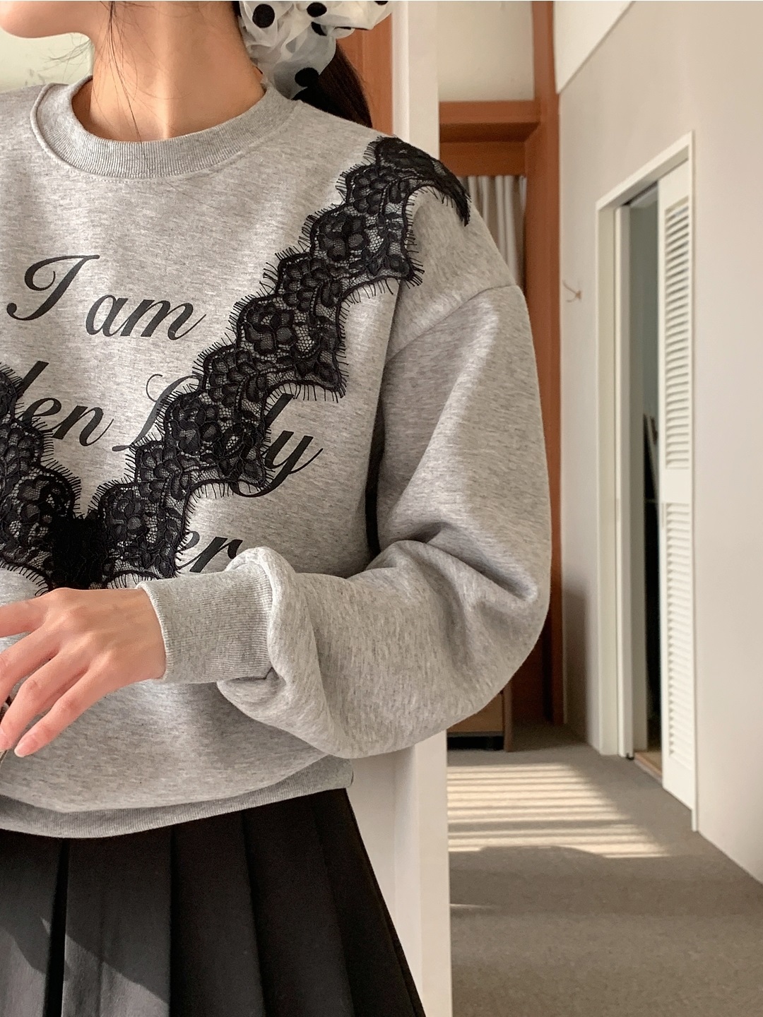 ラウンドネックプリントレーススウェット | 詳細画像6