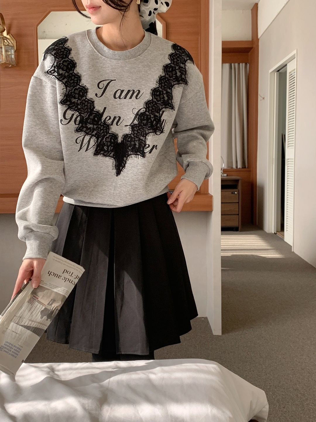 ラウンドネックプリントレーススウェット | 詳細画像7