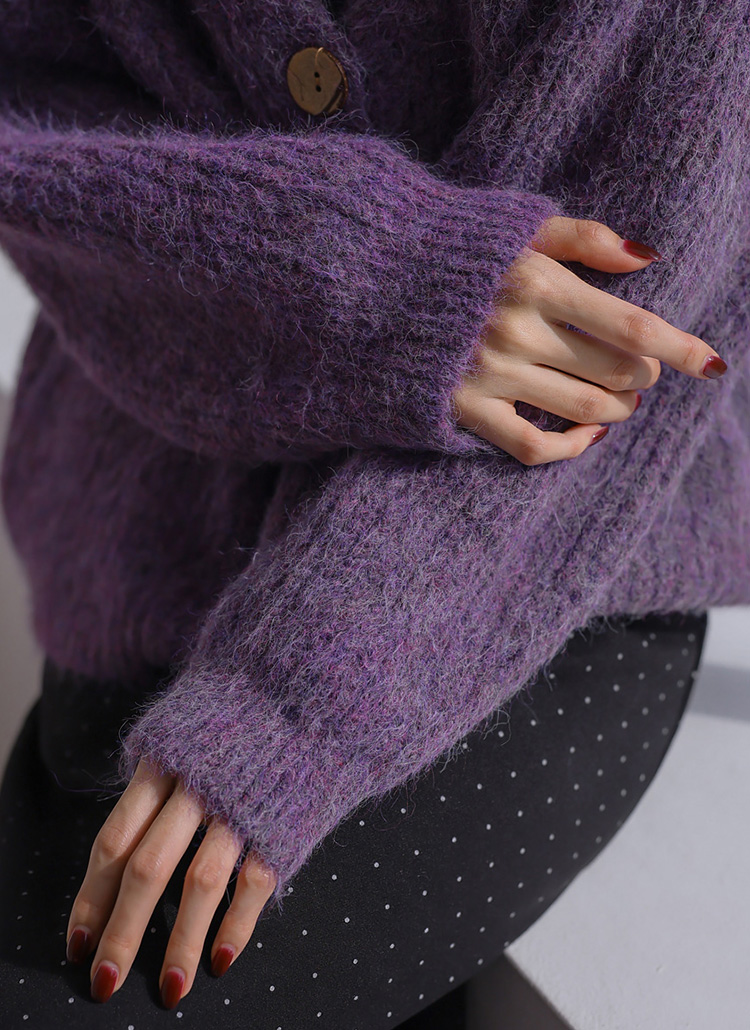 【エリッツ】紫色 ウールロングカーディガン STYLE BASIC フリーサイズ エリッツ】紫色 ウールロングカーディガン STYLE BASIC フリーサイズ