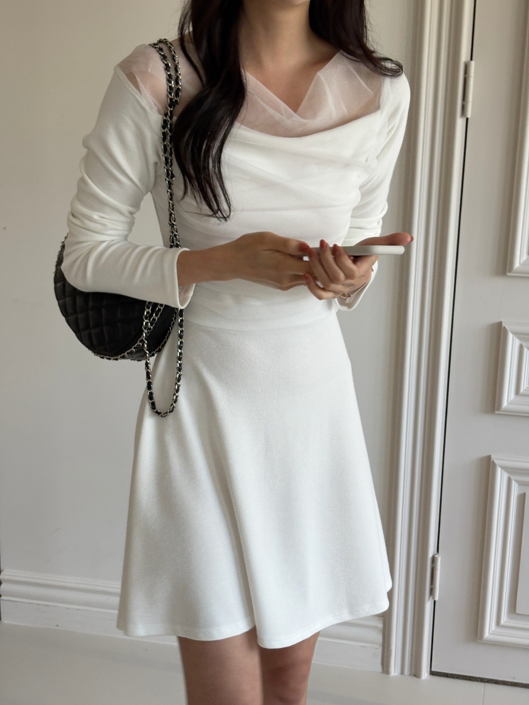 ドレープ長袖フレアミニワンピース | 詳細画像2