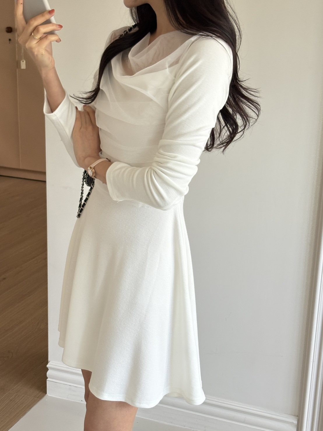 ドレープ長袖フレアミニワンピース | 詳細画像3