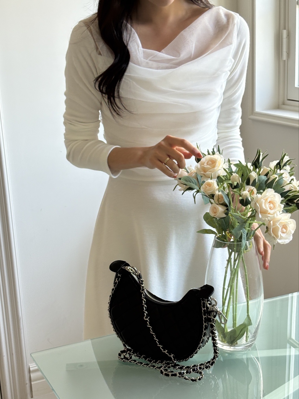 ドレープ長袖フレアミニワンピース | 詳細画像8