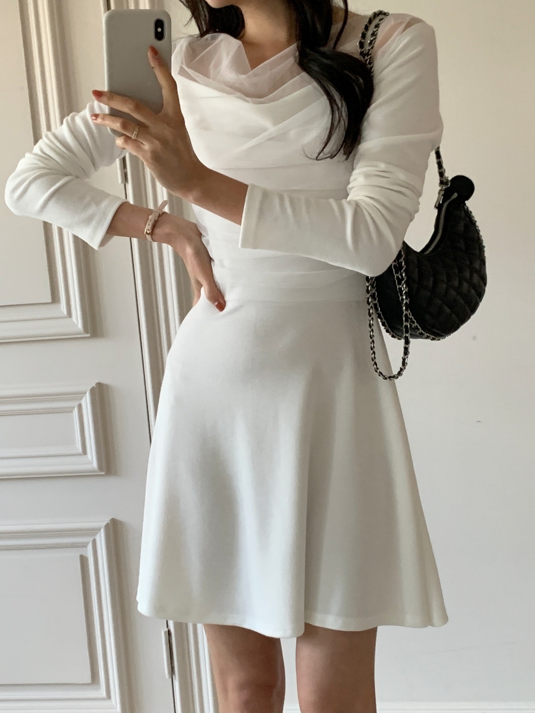 ドレープ長袖フレアミニワンピース | 詳細画像6