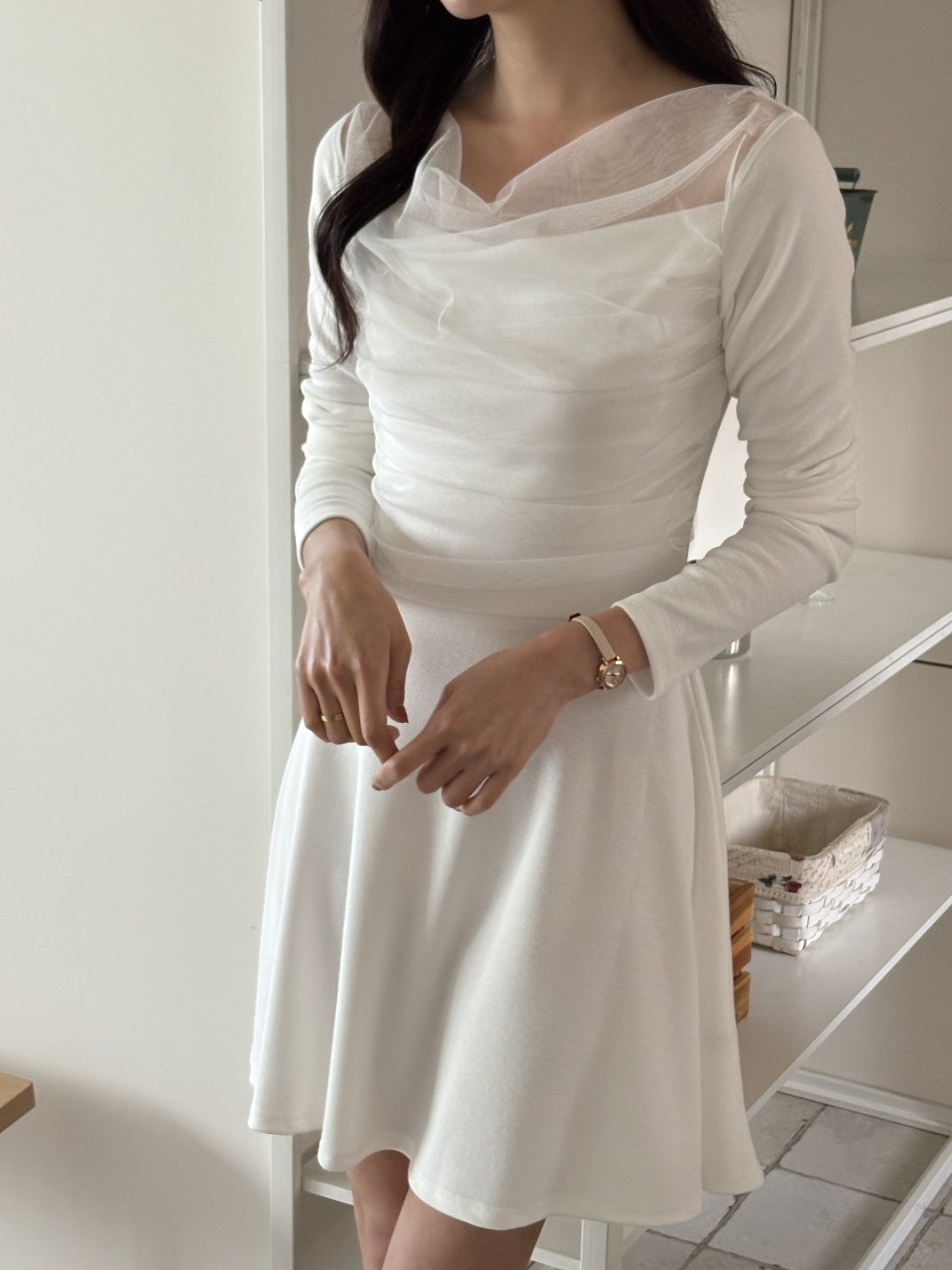 ドレープ長袖フレアミニワンピース | 詳細画像13