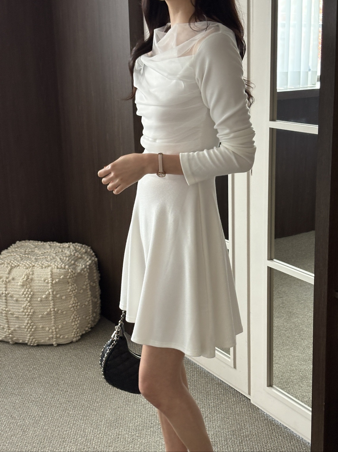 ドレープ長袖フレアミニワンピース | 詳細画像9