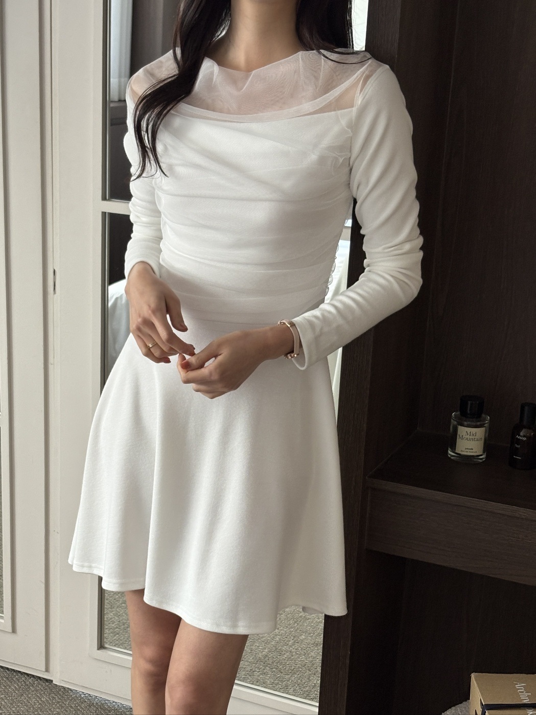 ドレープ長袖フレアミニワンピース | 詳細画像10