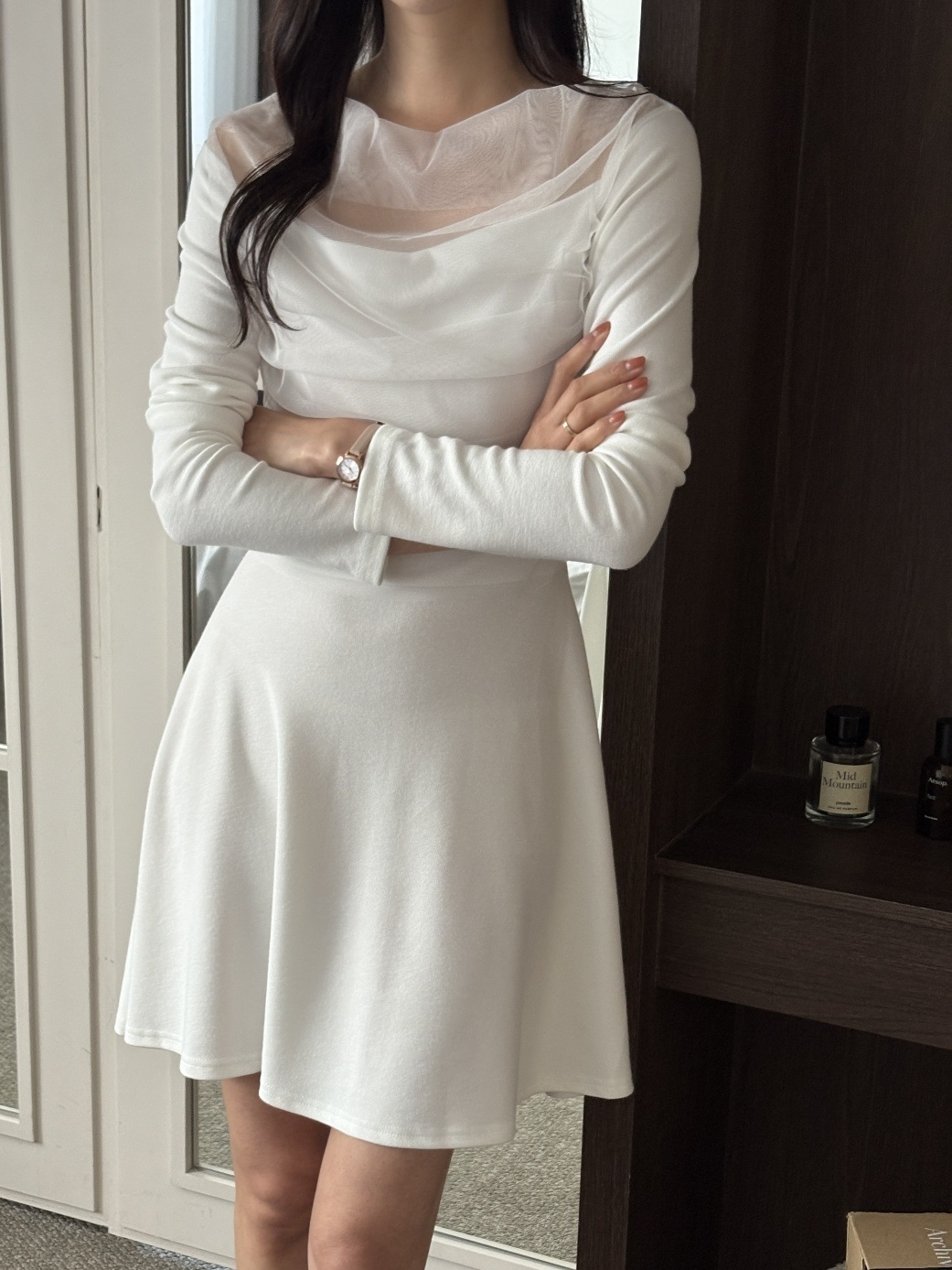 ドレープ長袖フレアミニワンピース | 詳細画像11