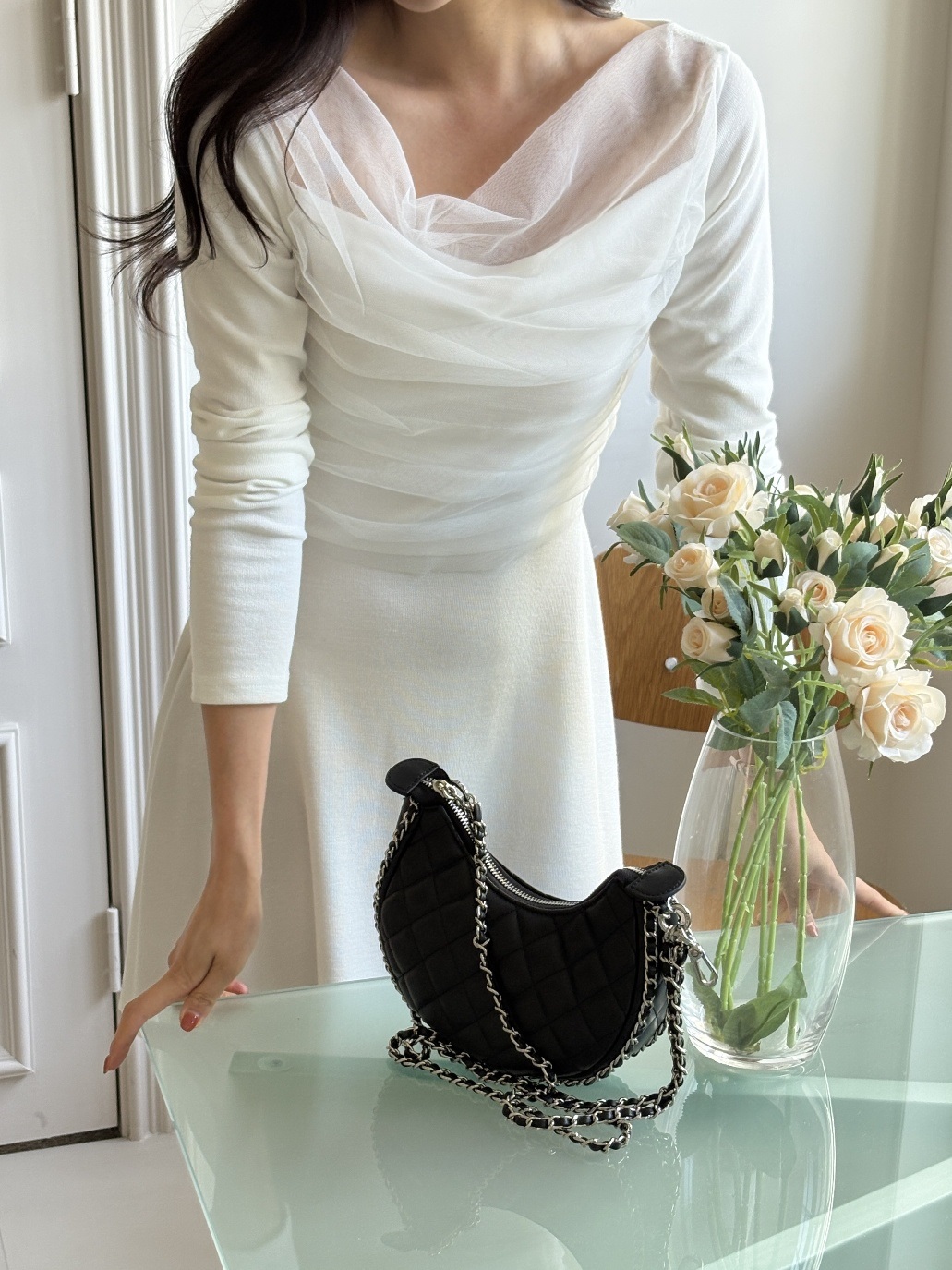 ドレープ長袖フレアミニワンピース | 詳細画像14