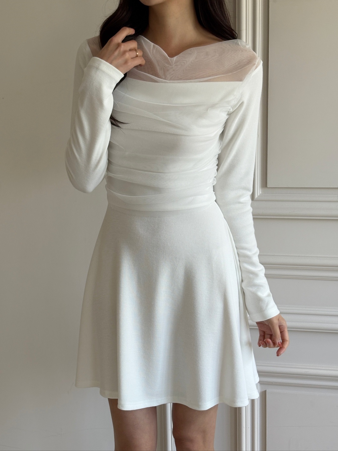 ドレープ長袖フレアミニワンピース | 詳細画像16