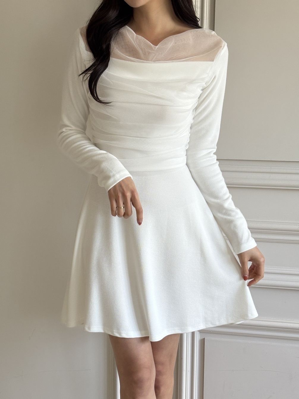 ドレープ長袖フレアミニワンピース | 詳細画像17