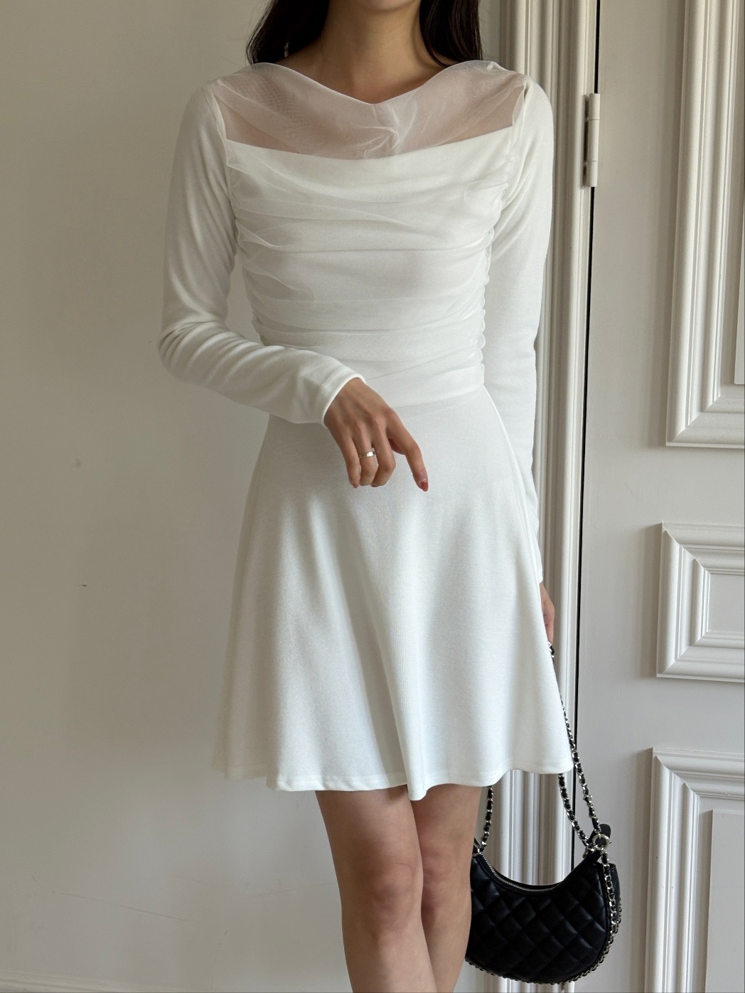 ドレープ長袖フレアミニワンピース | 詳細画像18