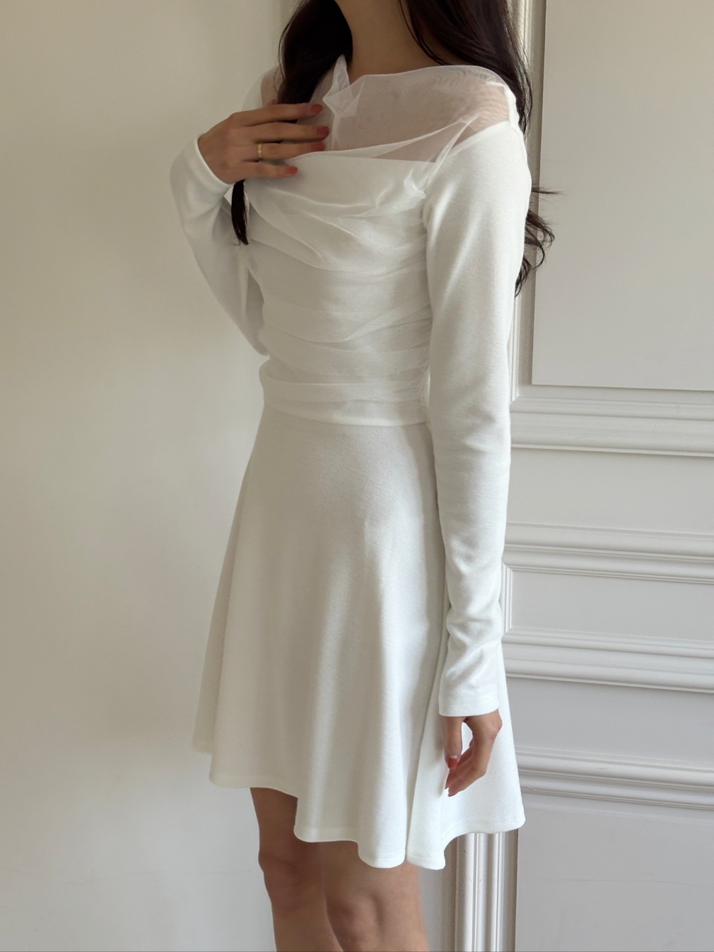 ドレープ長袖フレアミニワンピース | 詳細画像20