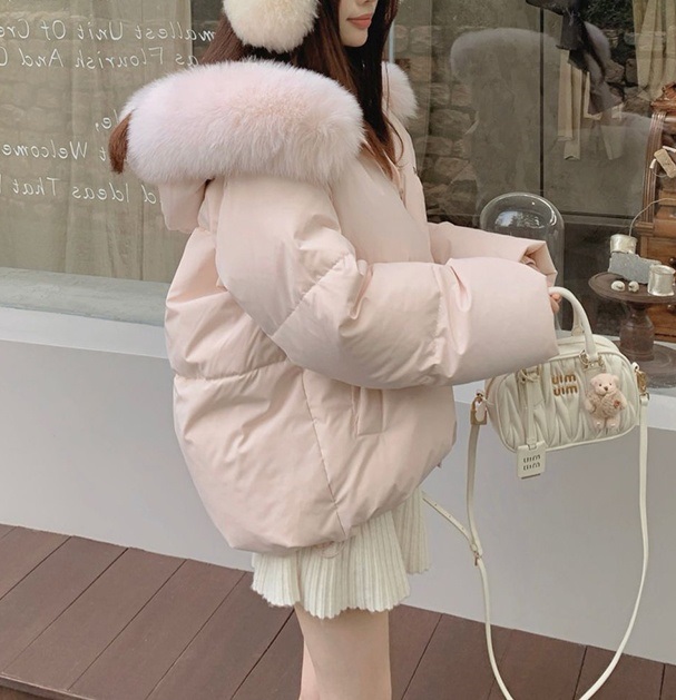 エコファーフードドローストリングオーバーサイズダウンジャケット | 詳細画像2