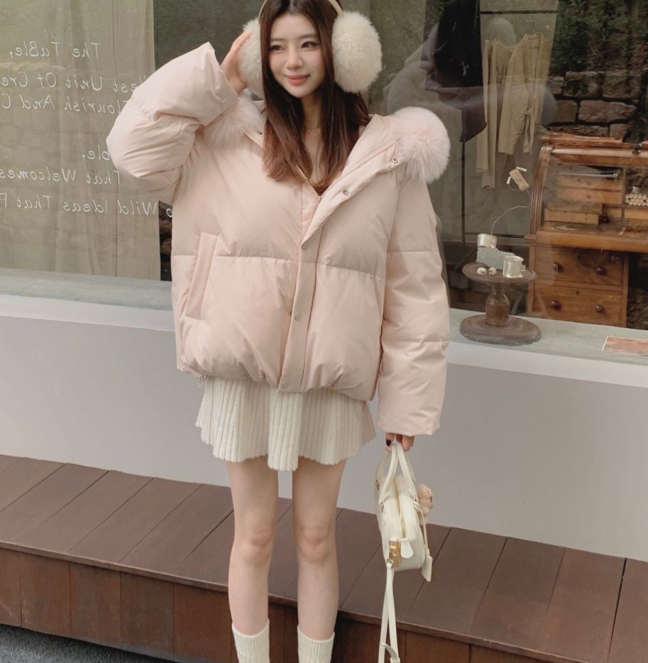 エコファーフードドローストリングオーバーサイズダウンジャケット | 詳細画像6