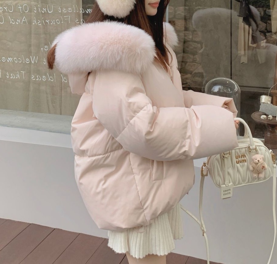 エコファーフードドローストリングオーバーサイズダウンジャケット | 詳細画像7