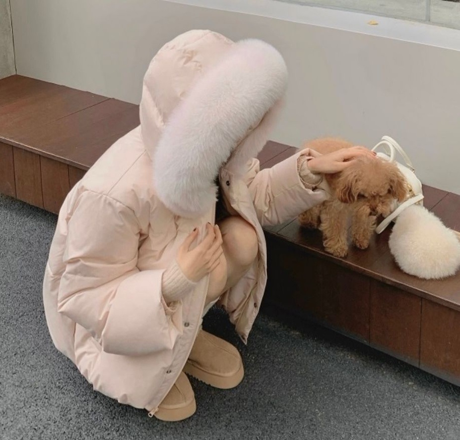 エコファーフードドローストリングオーバーサイズダウンジャケット | 詳細画像9