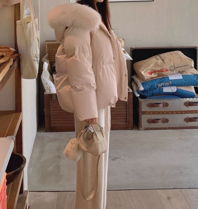 エコファーフードドローストリングオーバーサイズダウンジャケット | 詳細画像12