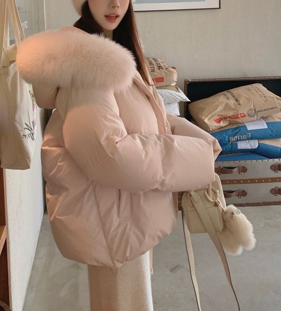 エコファーフードドローストリングオーバーサイズダウンジャケット | 詳細画像13