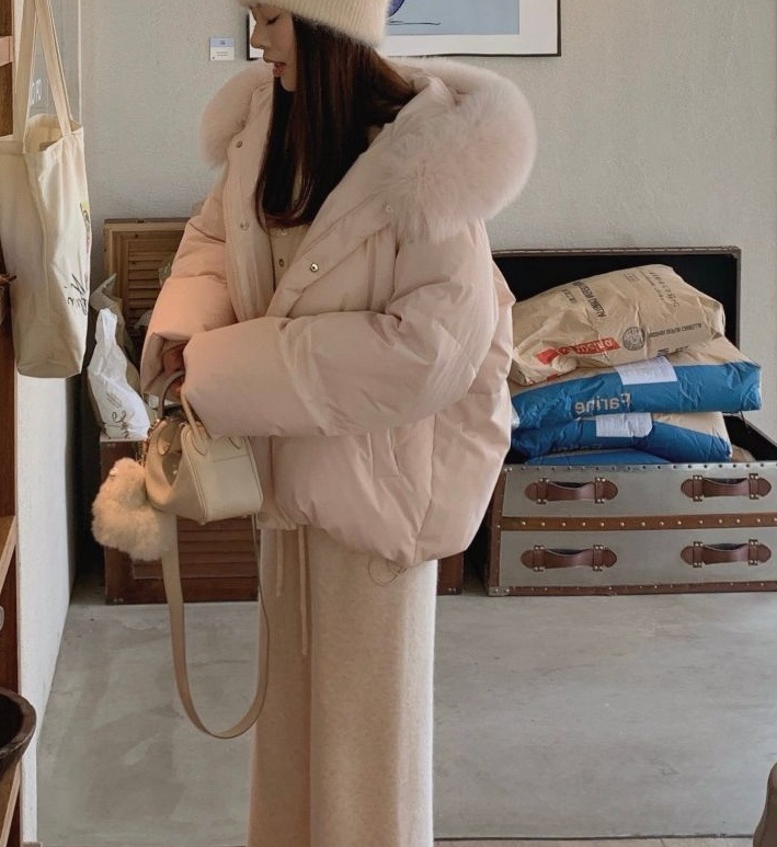 エコファーフードドローストリングオーバーサイズダウンジャケット | 詳細画像17