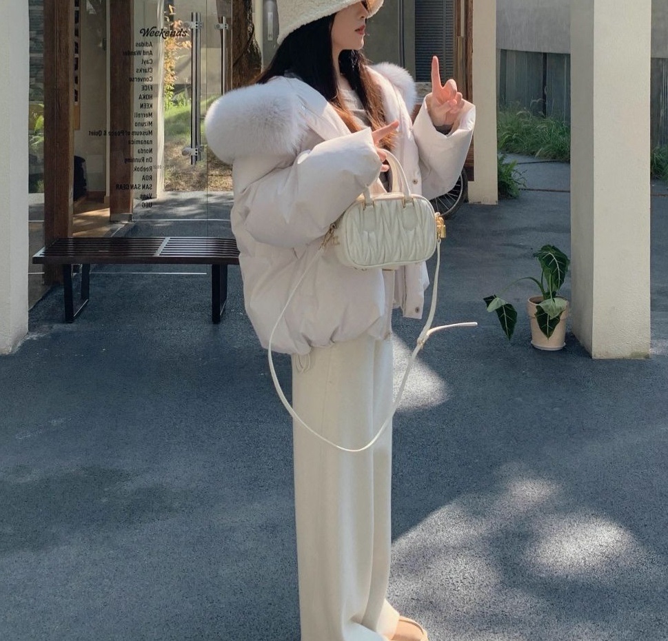 エコファーフードドローストリングオーバーサイズダウンジャケット | 詳細画像23