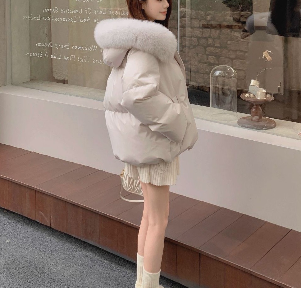 エコファーフードドローストリングオーバーサイズダウンジャケット | 詳細画像24