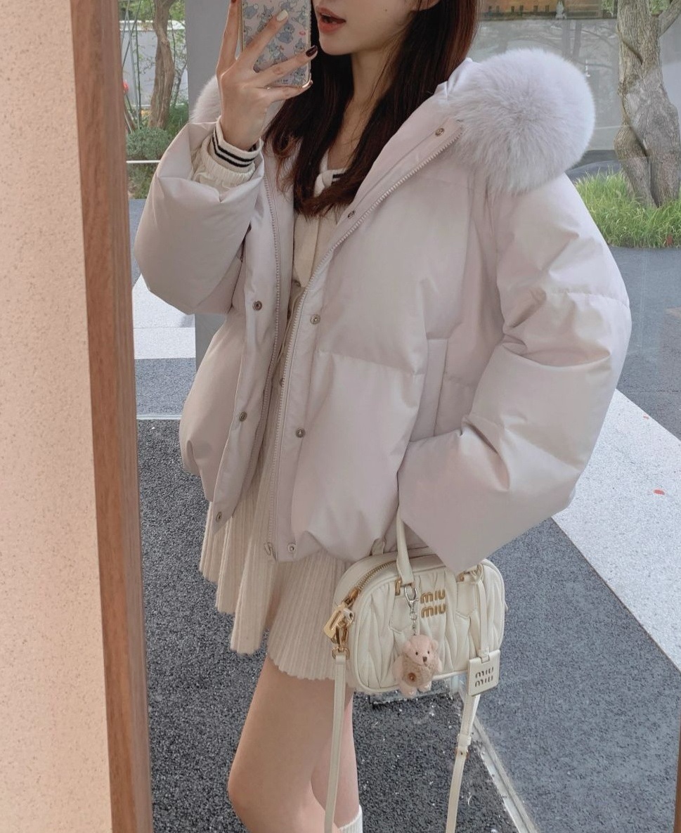 エコファーフードドローストリングオーバーサイズダウンジャケット | 詳細画像25