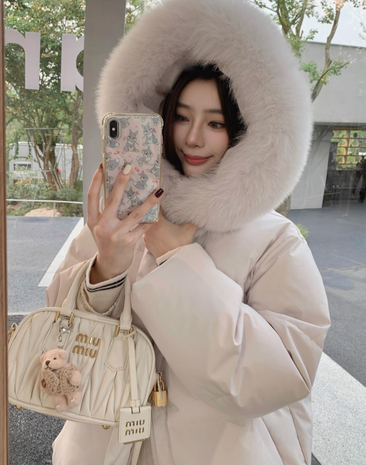 エコファーフードドローストリングオーバーサイズダウンジャケット | 詳細画像26