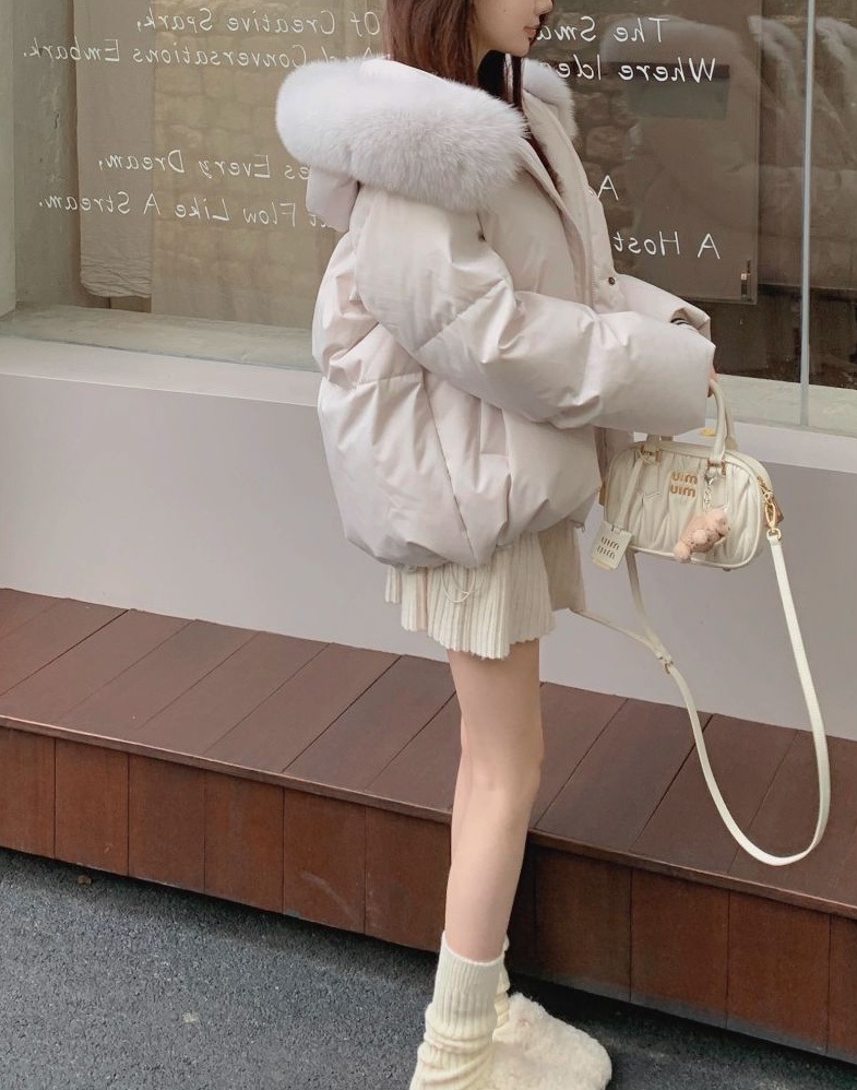 エコファーフードドローストリングオーバーサイズダウンジャケット | 詳細画像27