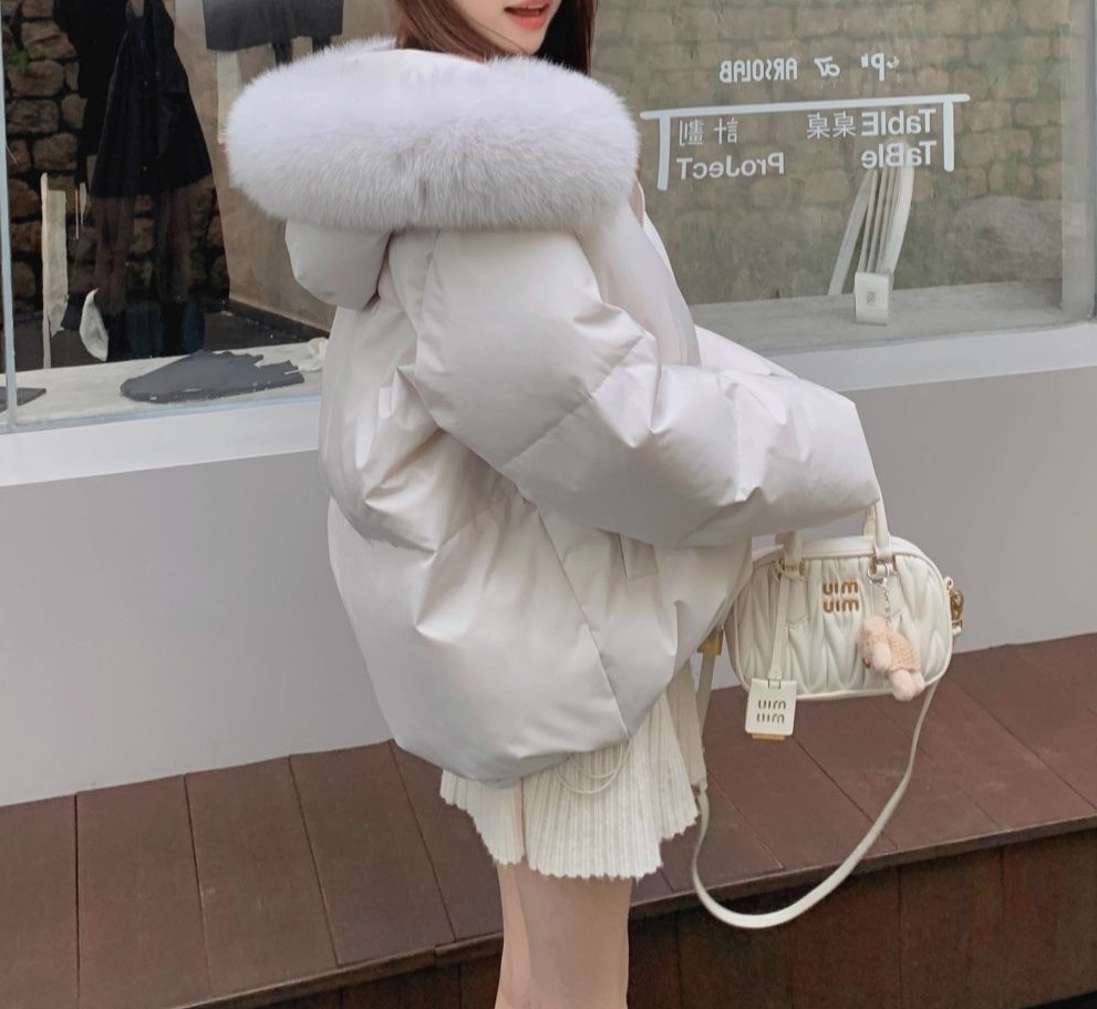 エコファーフードドローストリングオーバーサイズダウンジャケット | 詳細画像28