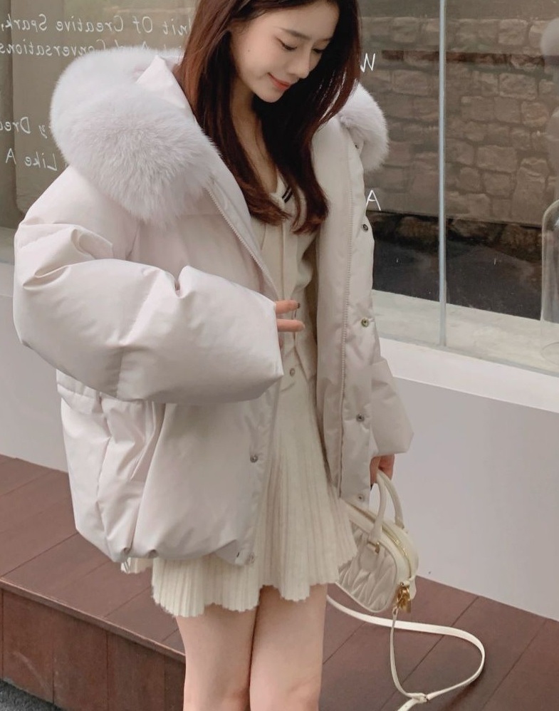 エコファーフードドローストリングオーバーサイズダウンジャケット | 詳細画像29