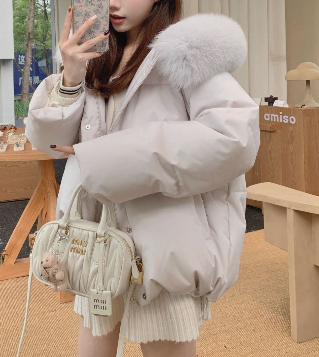 エコファーフードドローストリングオーバーサイズダウンジャケット | 詳細画像30