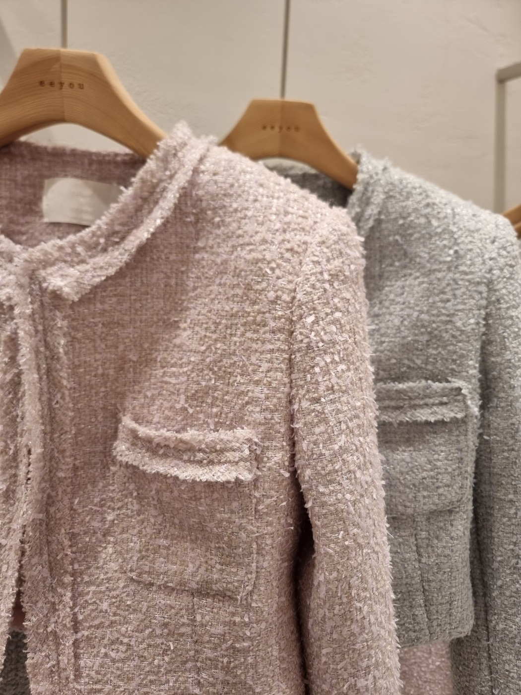 ツイードウール混スリットポケットフリンジ肩パッドロングセットアップ | 詳細画像21