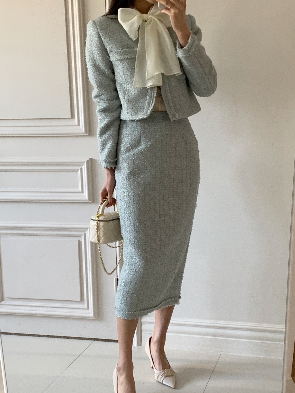 ツイードウール混フリンジ肩パッドジャケット | 詳細画像5