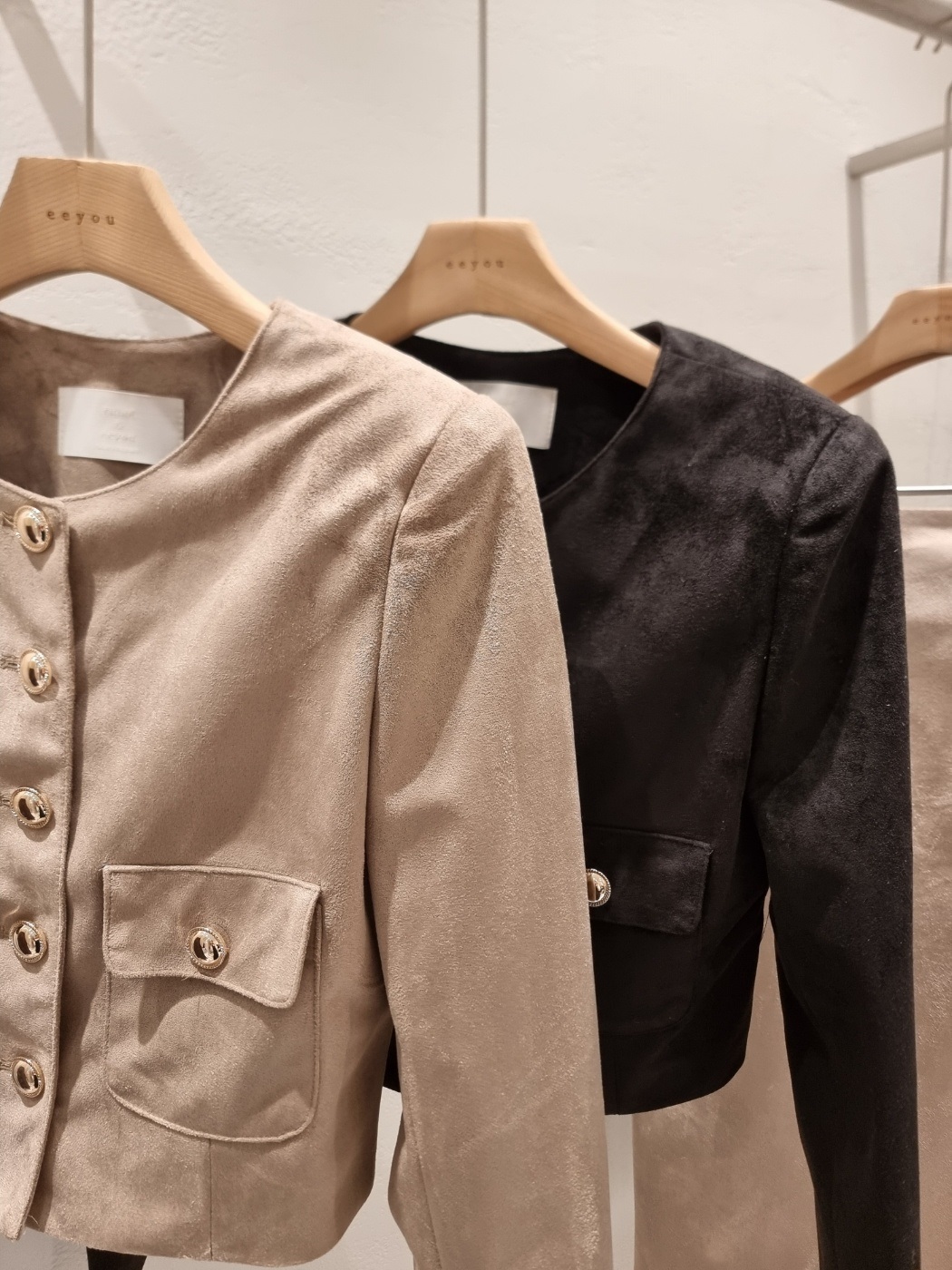 スエード調ラウンドネックポケット肩パッドジャケット | 詳細画像19