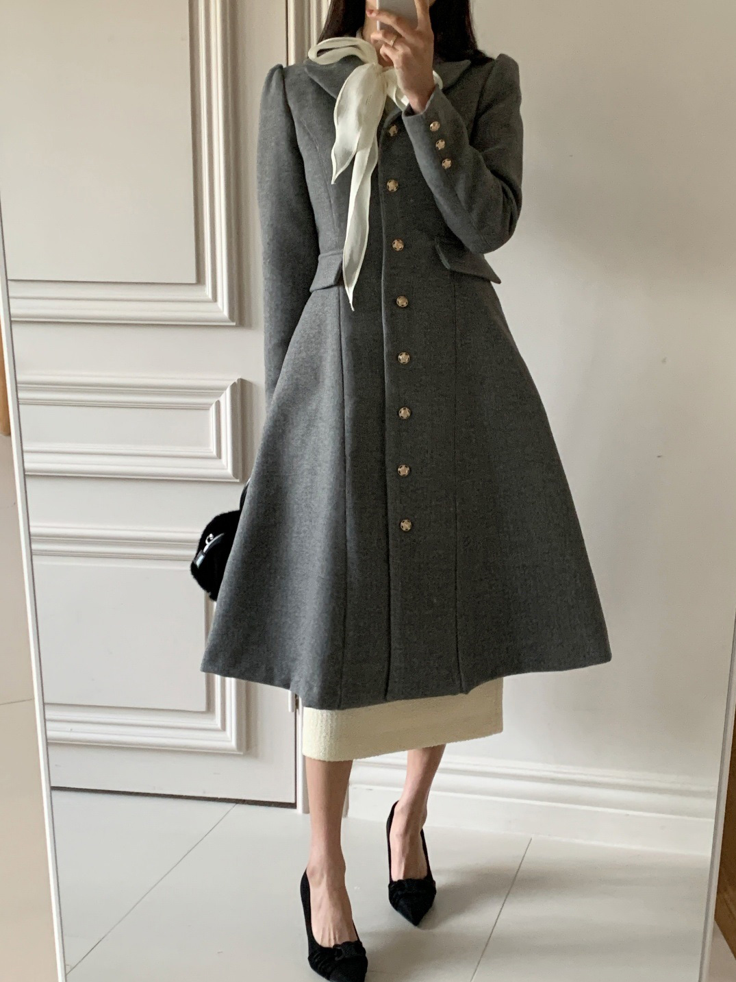 キルティングカラーゴールドボタンAラインコート | 詳細画像16