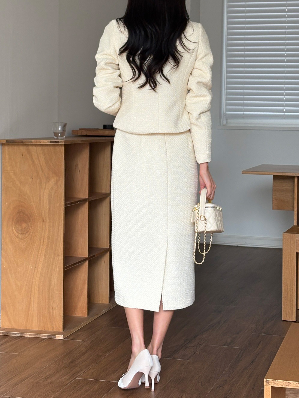 ツイードノーカラー肩パッドジャケット | 詳細画像7