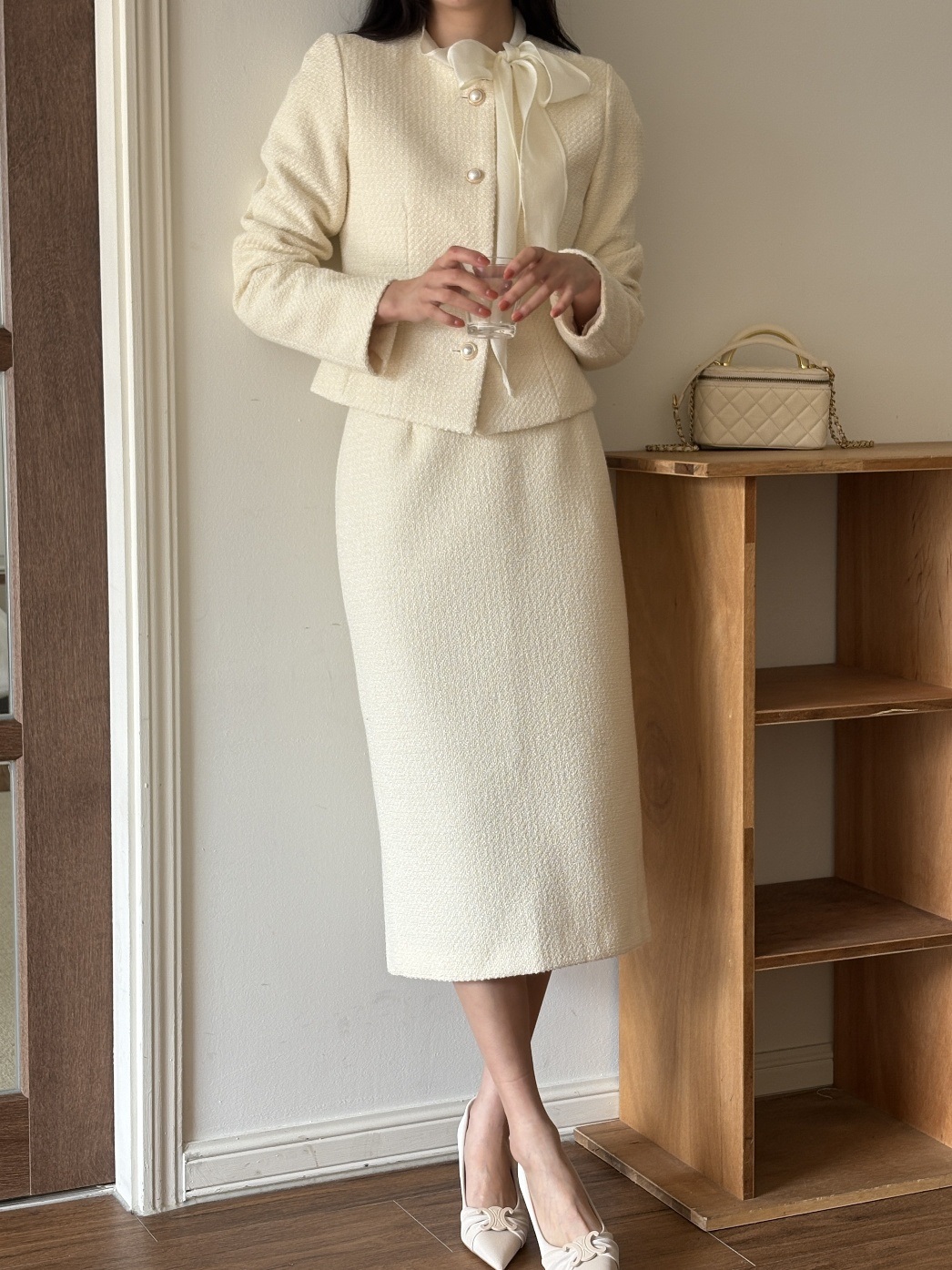 ツイードノーカラー肩パッドジャケット | 詳細画像12