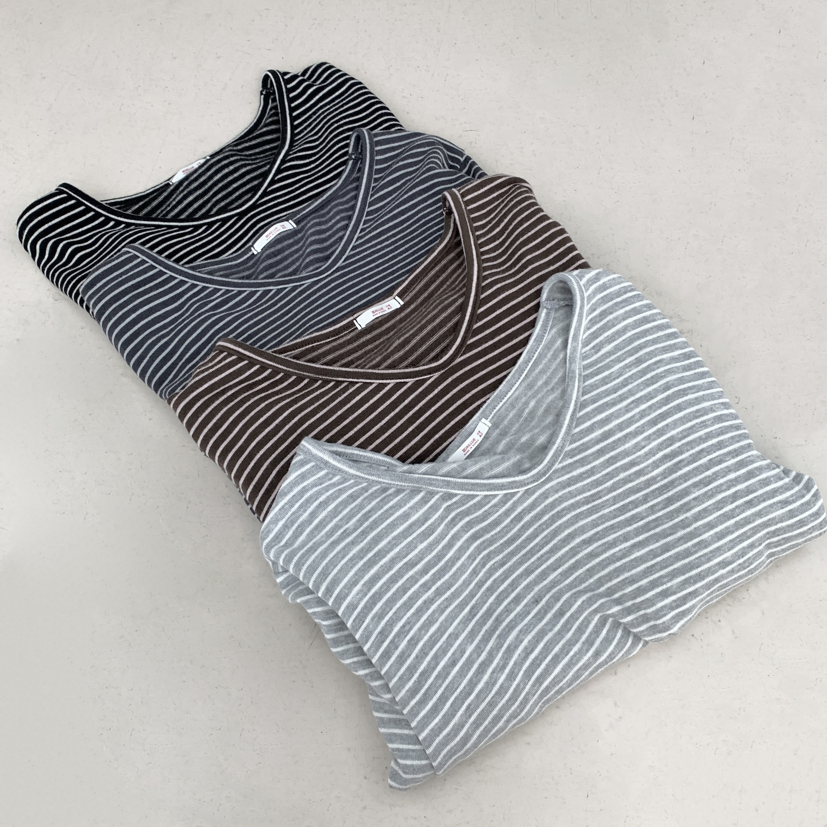 裏起毛VネックルーズボーダーTシャツ | 詳細画像21