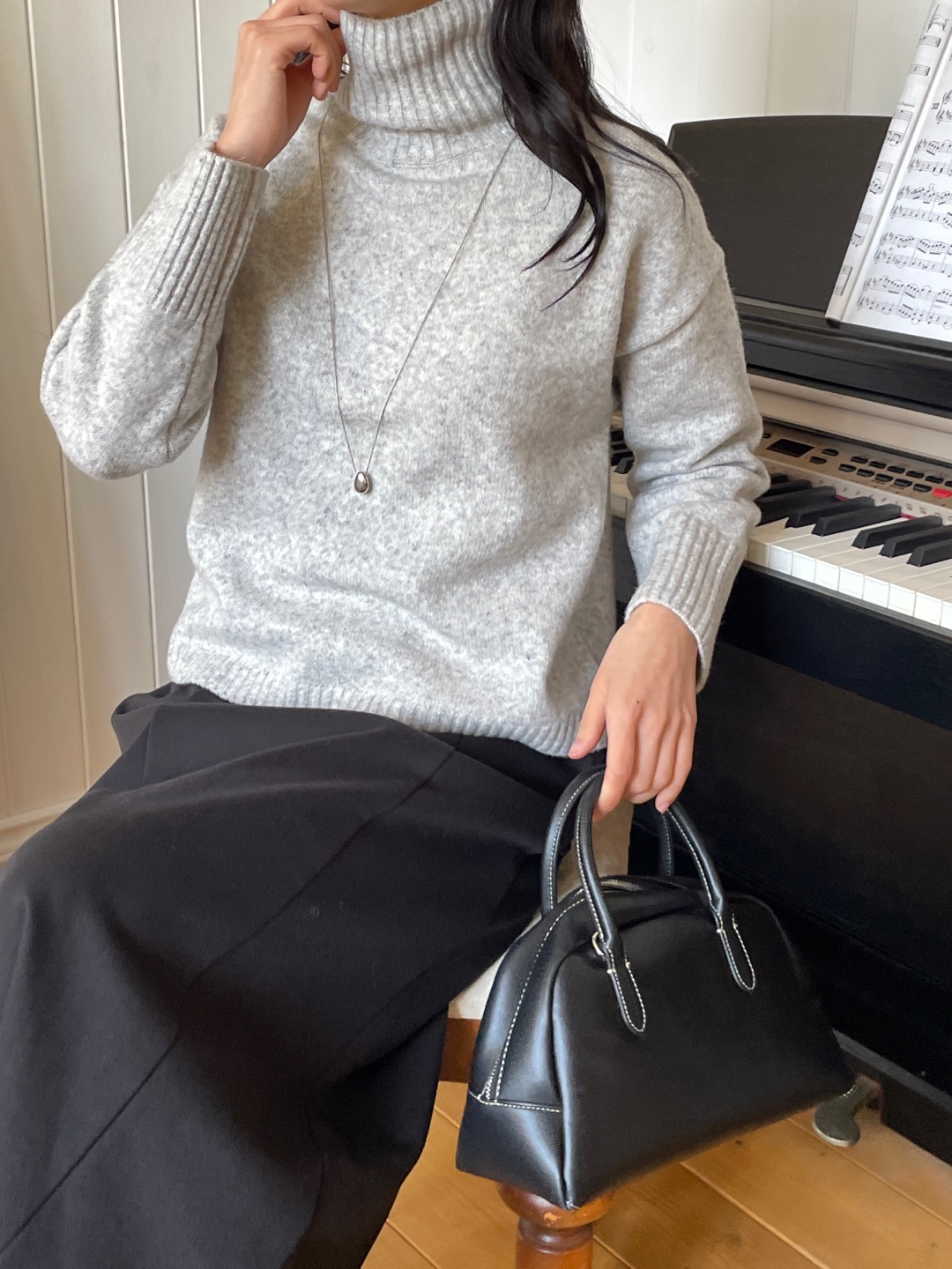 ウール混タートルネックベーシックニット | 詳細画像11