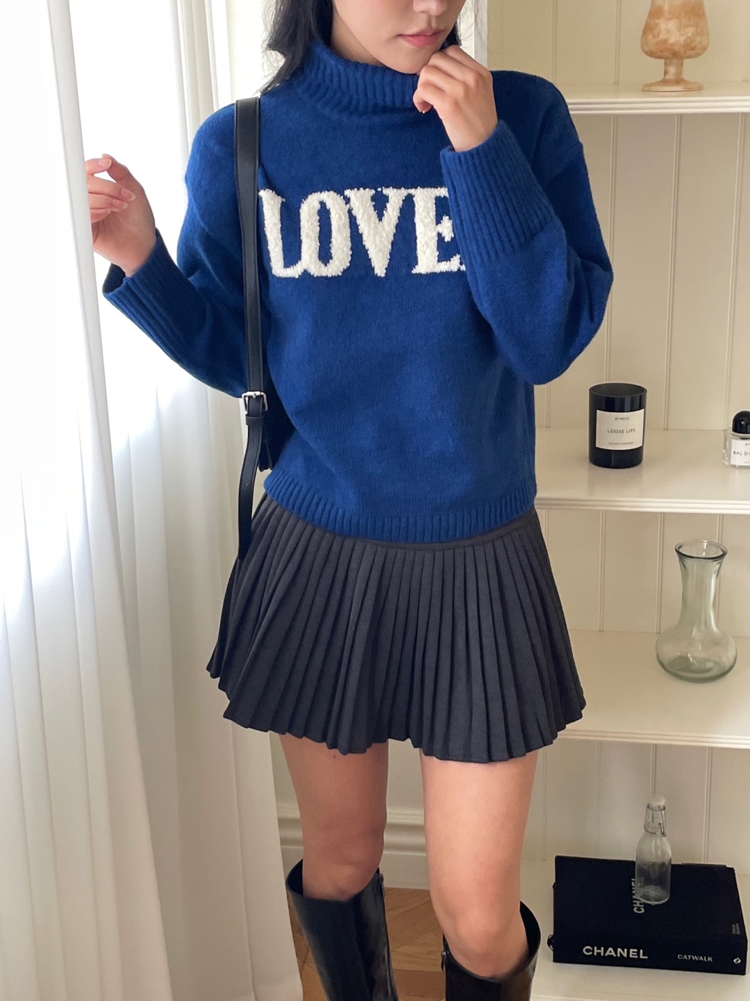 ウール混タートルネックレタリングニット | 詳細画像7