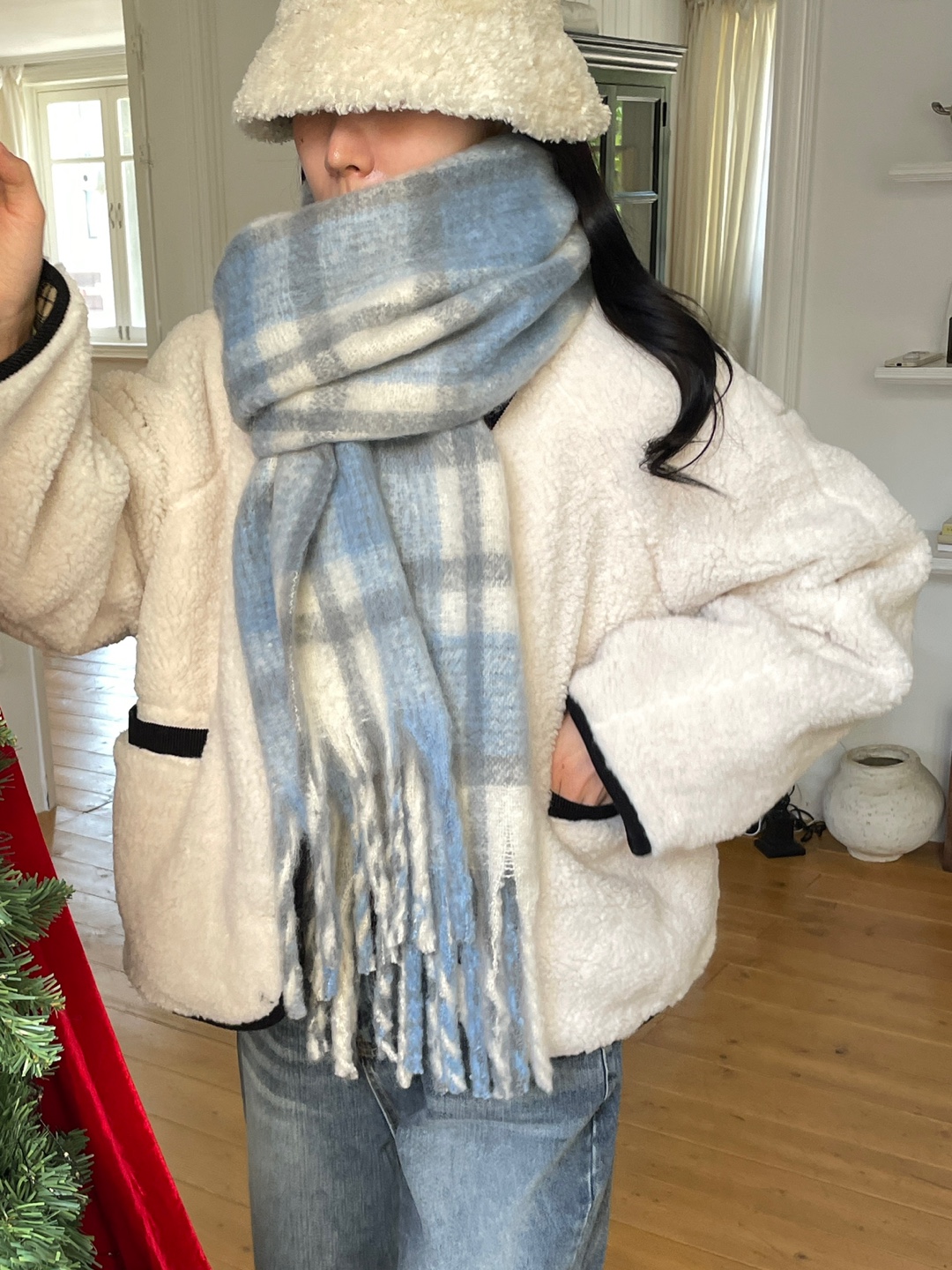 パッチ配色チェックマフラー | 詳細画像10