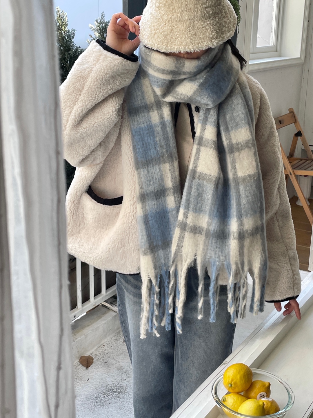 パッチ配色チェックマフラー | 詳細画像2