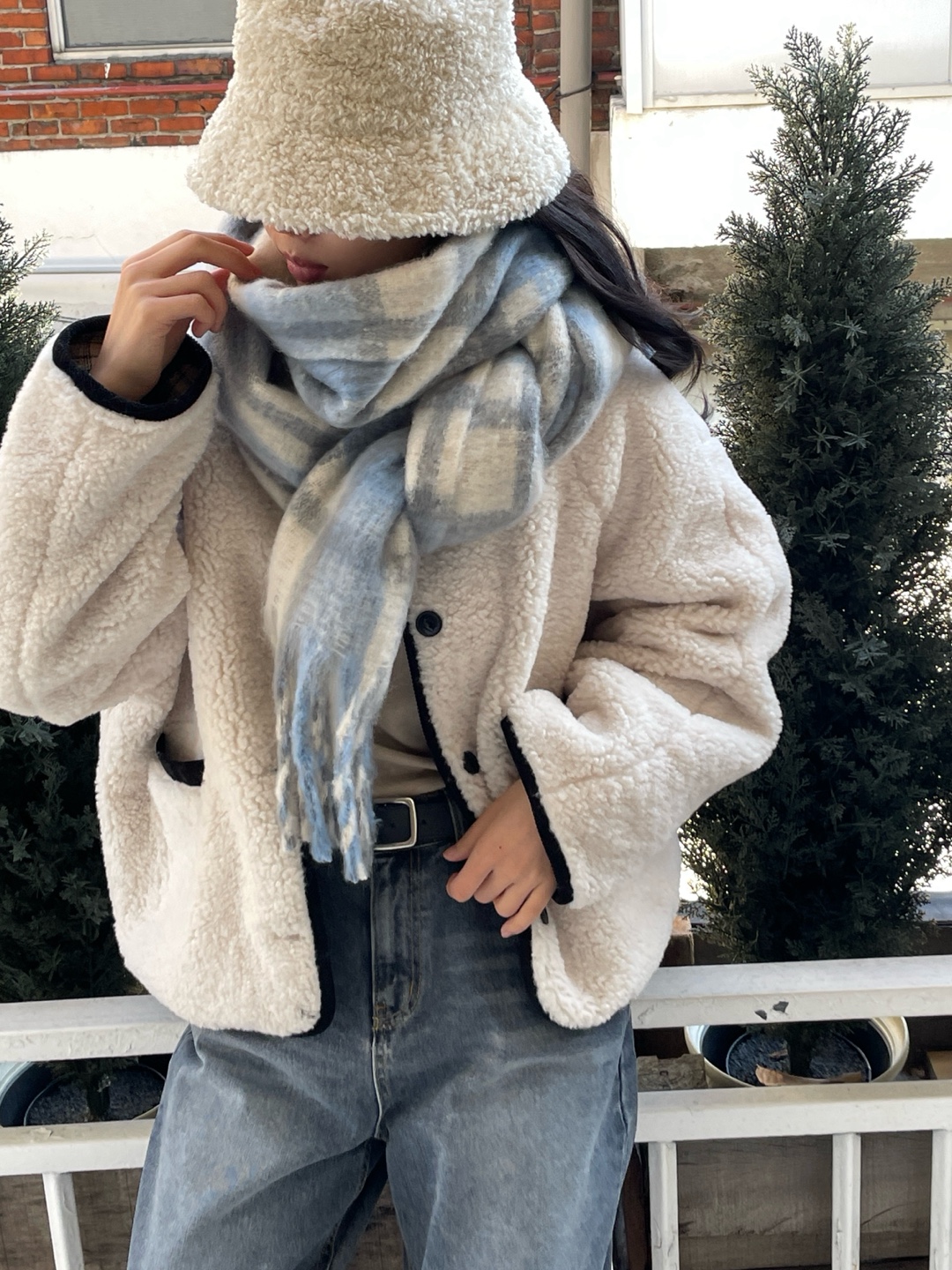 パッチ配色チェックマフラー | 詳細画像7