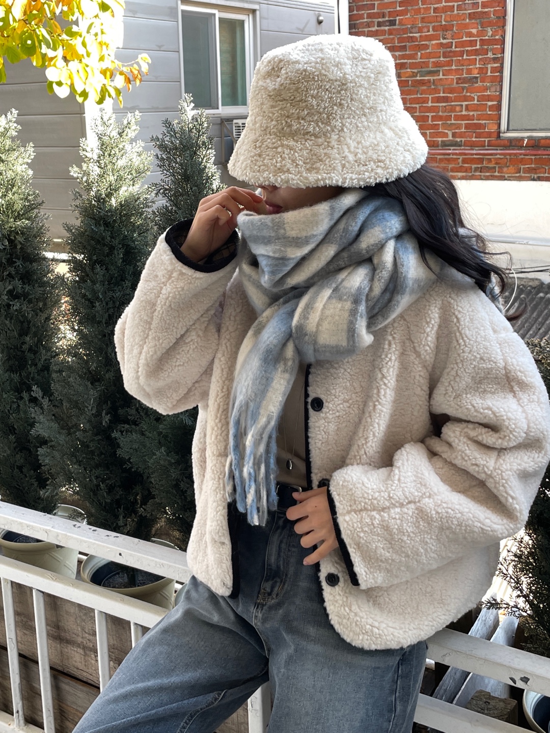 パッチ配色チェックマフラー | 詳細画像3