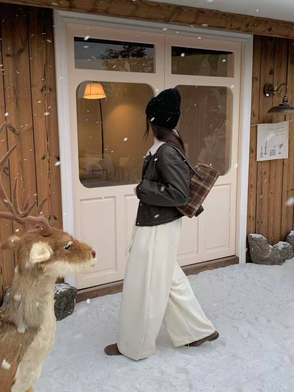 レザー調ジップアップチェックトートバッグ | 詳細画像5