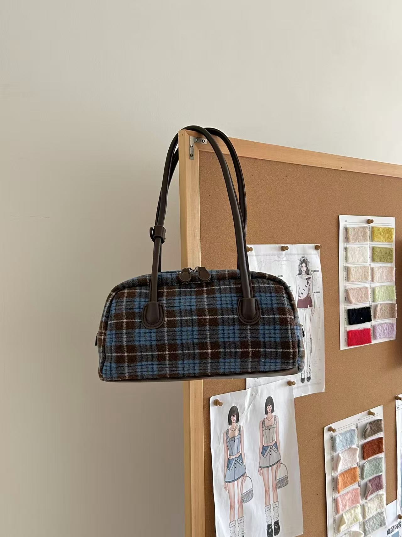 レザー調ジップアップチェックトートバッグ | 詳細画像19