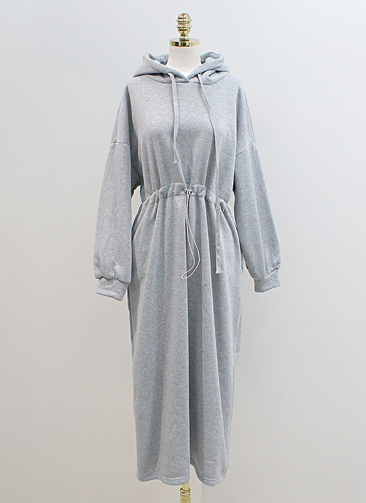 人気ストーン付きスタンダード練習着ワンピース❤️後ろファスナー付きで便利♪ 裏起毛フードドローストリングロング長袖ワンピーストレーニング